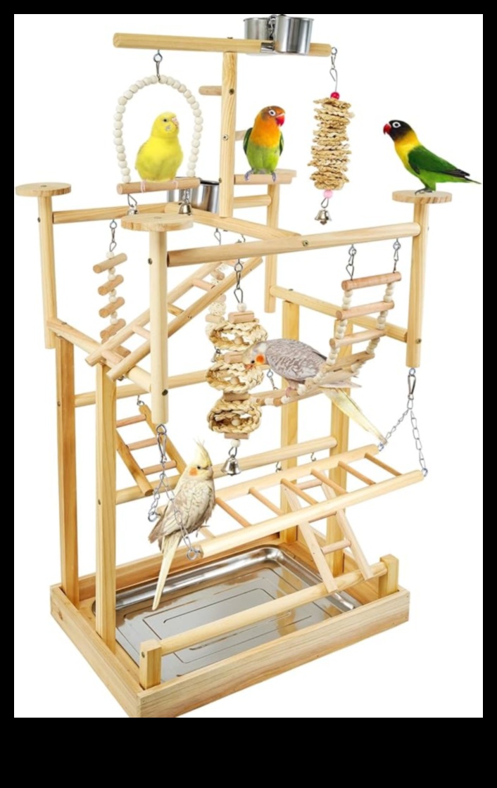 Papagaiļu rotaļu pils veido bagātinošu rotaļu laukumu putniem 2 Papagaiļu rotaļu pils: izveidojiet bagātinošu rotaļu laukumu putniem